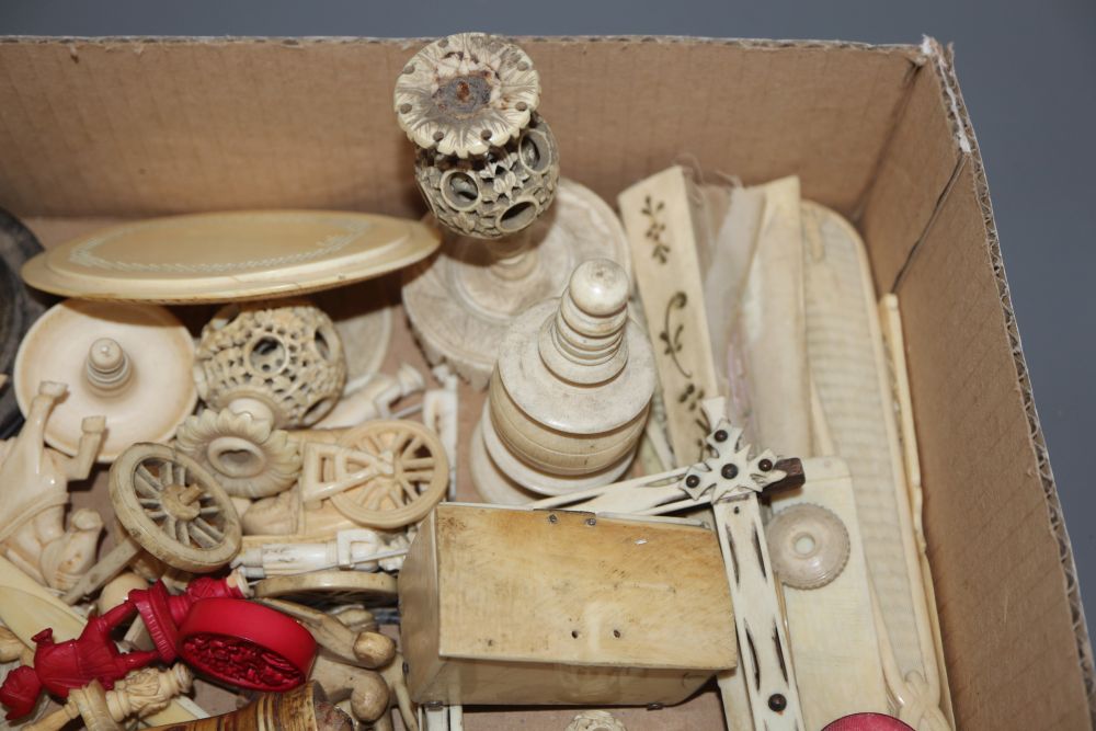 A group of 19th century ivory carvings
